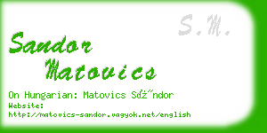 sandor matovics business card